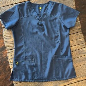 Wonderwink Navy Blue Scrubs Top Shirt Womens Size Medium M Nurse Medical